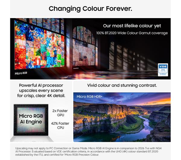 SAMSUNG R85H 55" Micro RGB 4K Smart AI TV 2026 - MRE55R85H