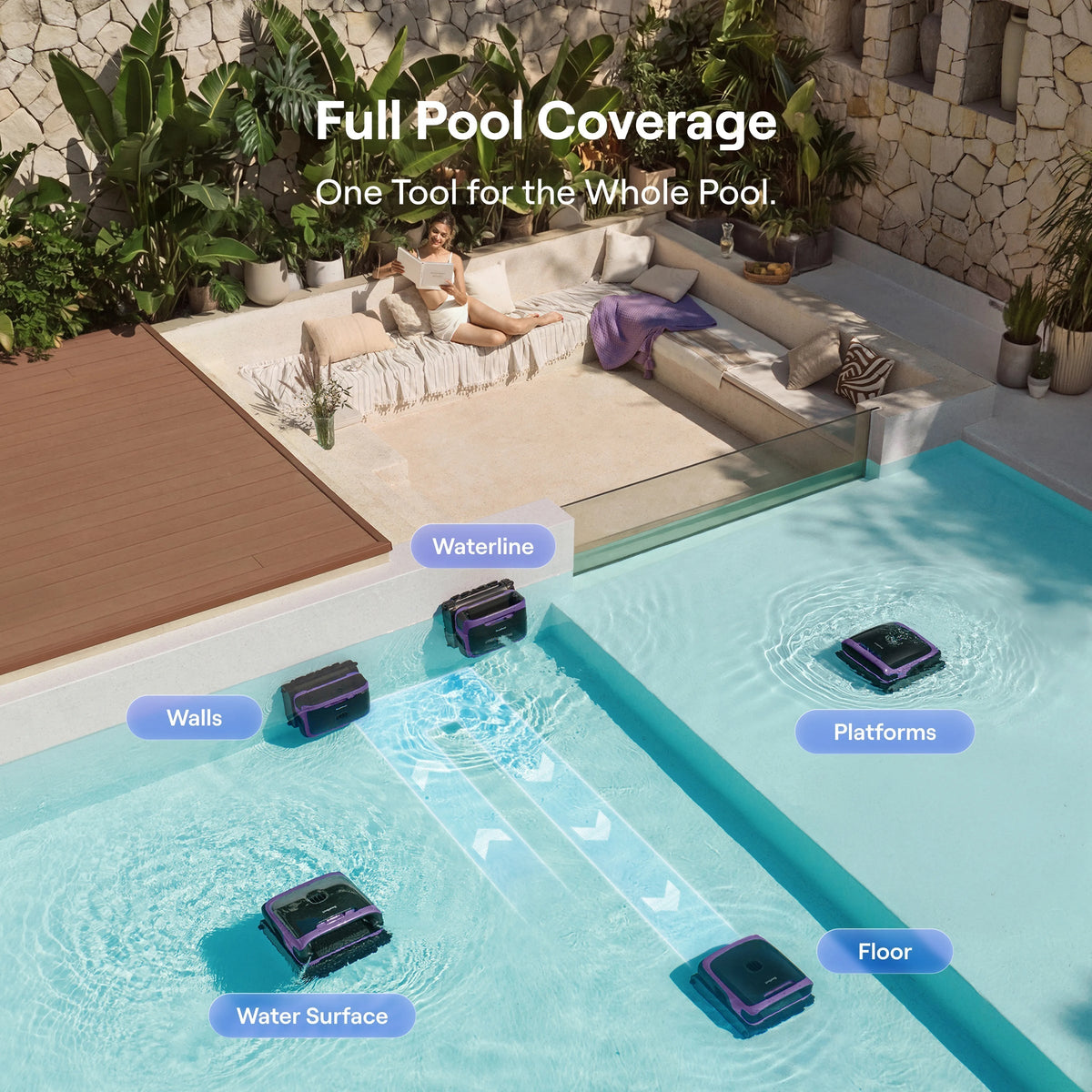Beatbot Sora 70 Cordless Robotic Pool Cleaner — Floor, Wall & Waterline, App Control