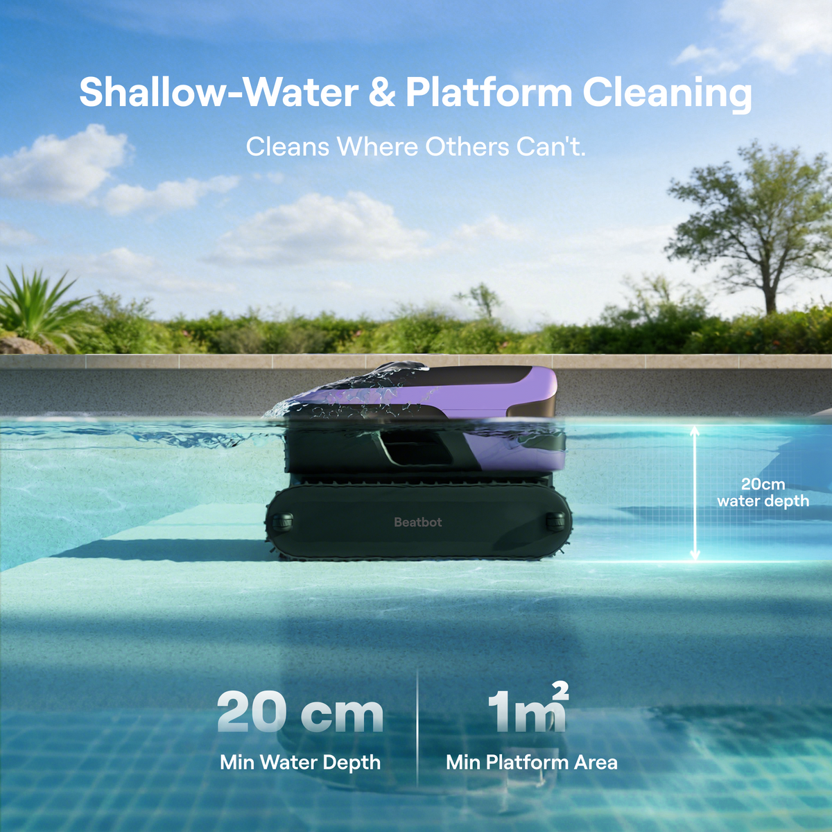 Beatbot Sora 70 Cordless Robotic Pool Cleaner — Floor, Wall & Waterline, App Control