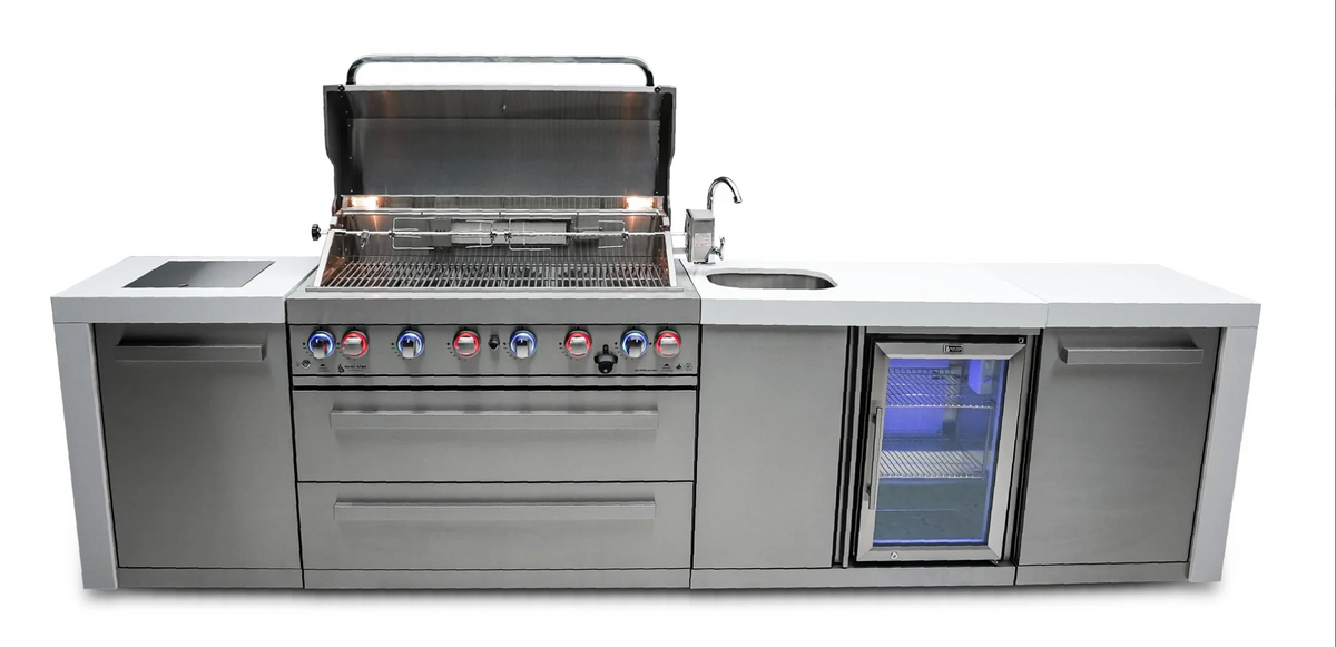 Mont Alpi 805 Deluxe Island with Beverage Center 6-Burner Grill 2 Infrared Burners